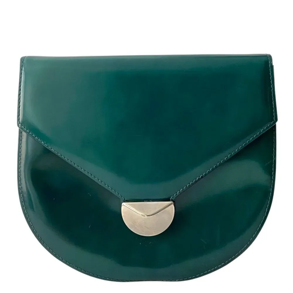 Desmo Made in Italy Elegant Green Leather Shoulder Bag